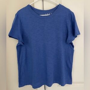 LOFT Blue Petite Everyday Crew Tee, Relaxed Short Sleeve T Shirt 100% Cotton